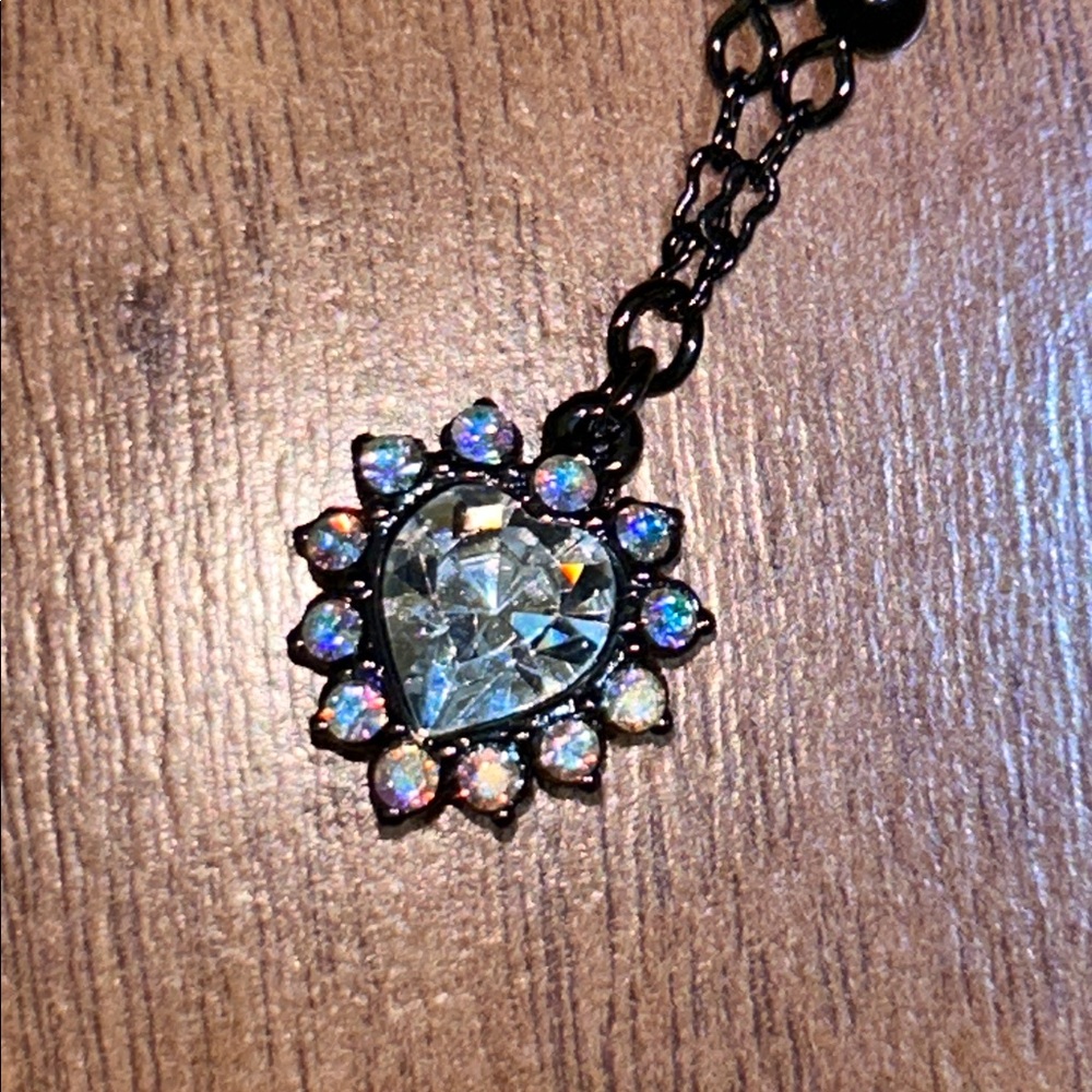 Authentic Anna Sui Heart Rhinestone Necklace